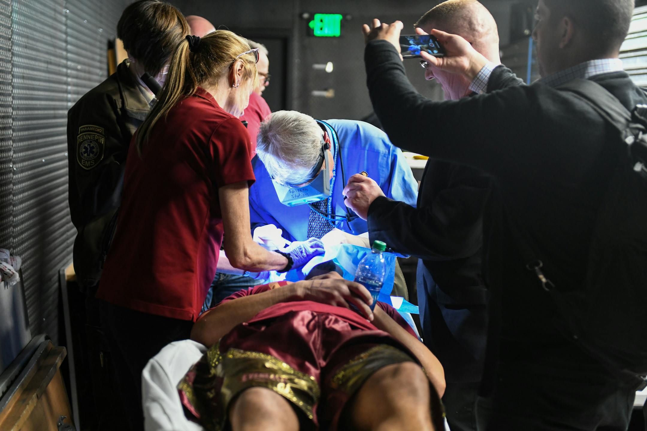 Osseo boxer Caleb Truax received stitches to a cut on his forehead from his match against Peter Quillin at the Armory on Saturday night.