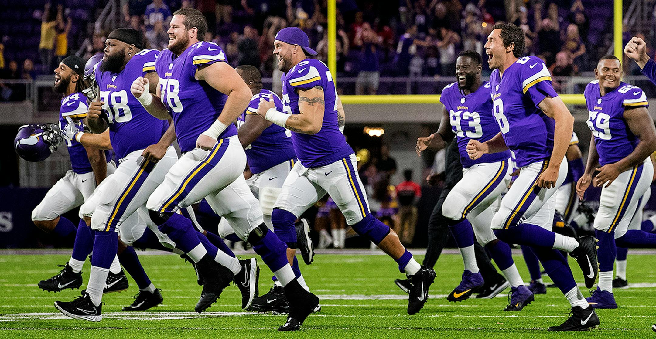 Minnesota Vikings players ran on the field and celebrated at the end of the game. Minnesota beat San Francisco by a final score of 32-21.