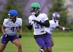 Vikings rookie cornerback Khyree Jackson takes part in practice May 10 at the TCO Performance Center in Eagan. The fourth-round draft pick out of Oreg