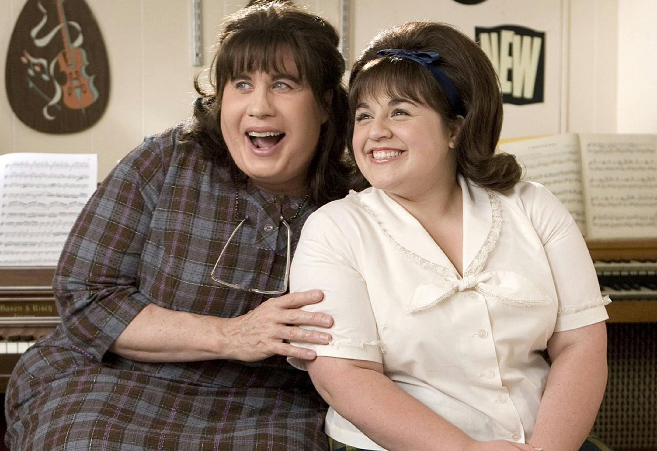 John Travolta, left, as "Edna Turnblad" and Nikki Blonsky as "Tracy Turnblad" star in New Line Cinema's comedy/musical "Hairspray." (Handout/MCT)