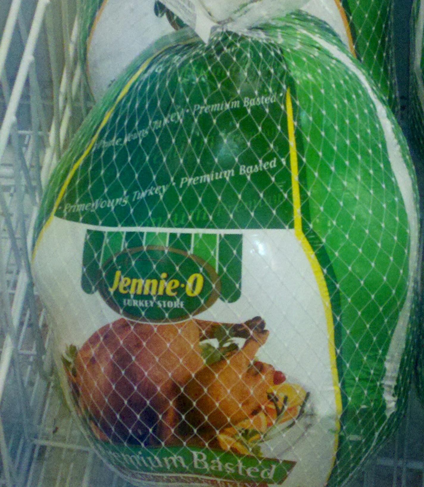 A Jennie-O frozen turkey sits proudly at Rainbow Foods in St. Louis Park, Minn., on Tuesday, Dec. 11, 2012. NOT FOR ACTUAL PUBLICATION ORG XMIT: MIN1212121110560297