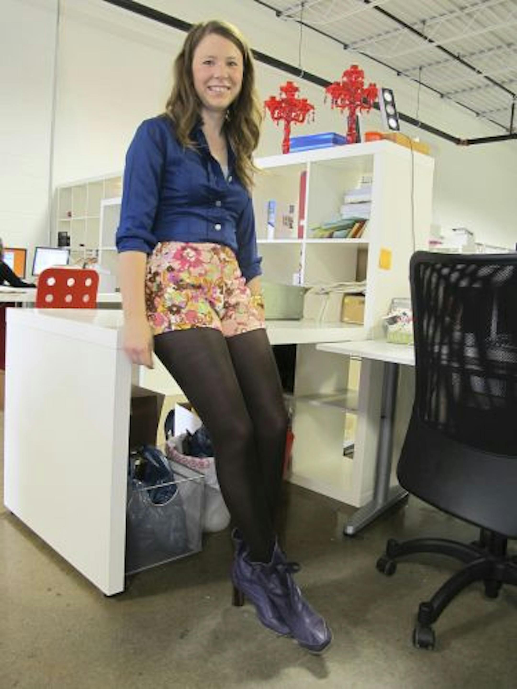 Designer Kara Kurth wore J. Crew shorts to the Redstamp.com office. "I like to stay on-trend with a twist," she said.