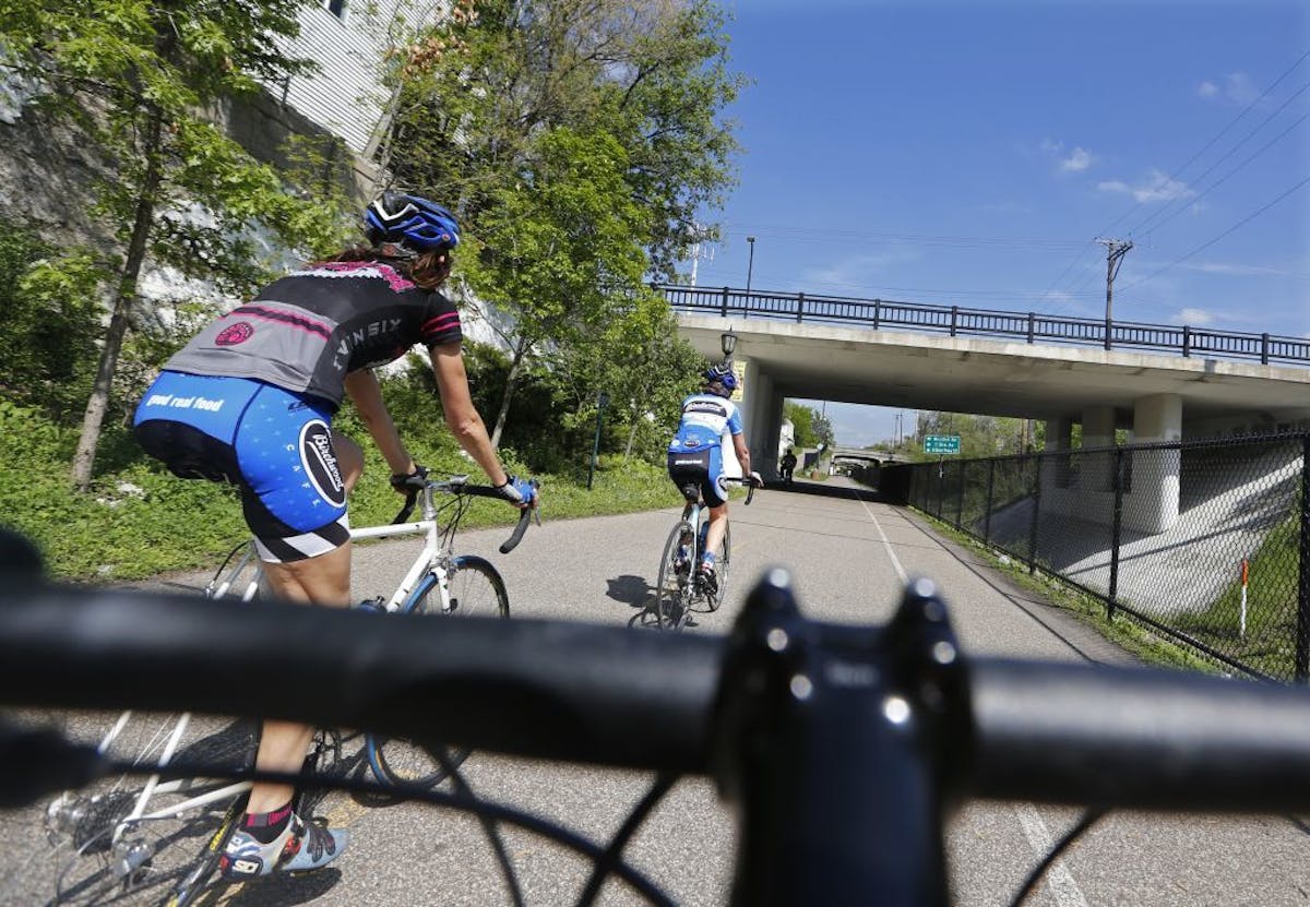 On the Midtown Greenway, bikers took advantage of the break in the weather.