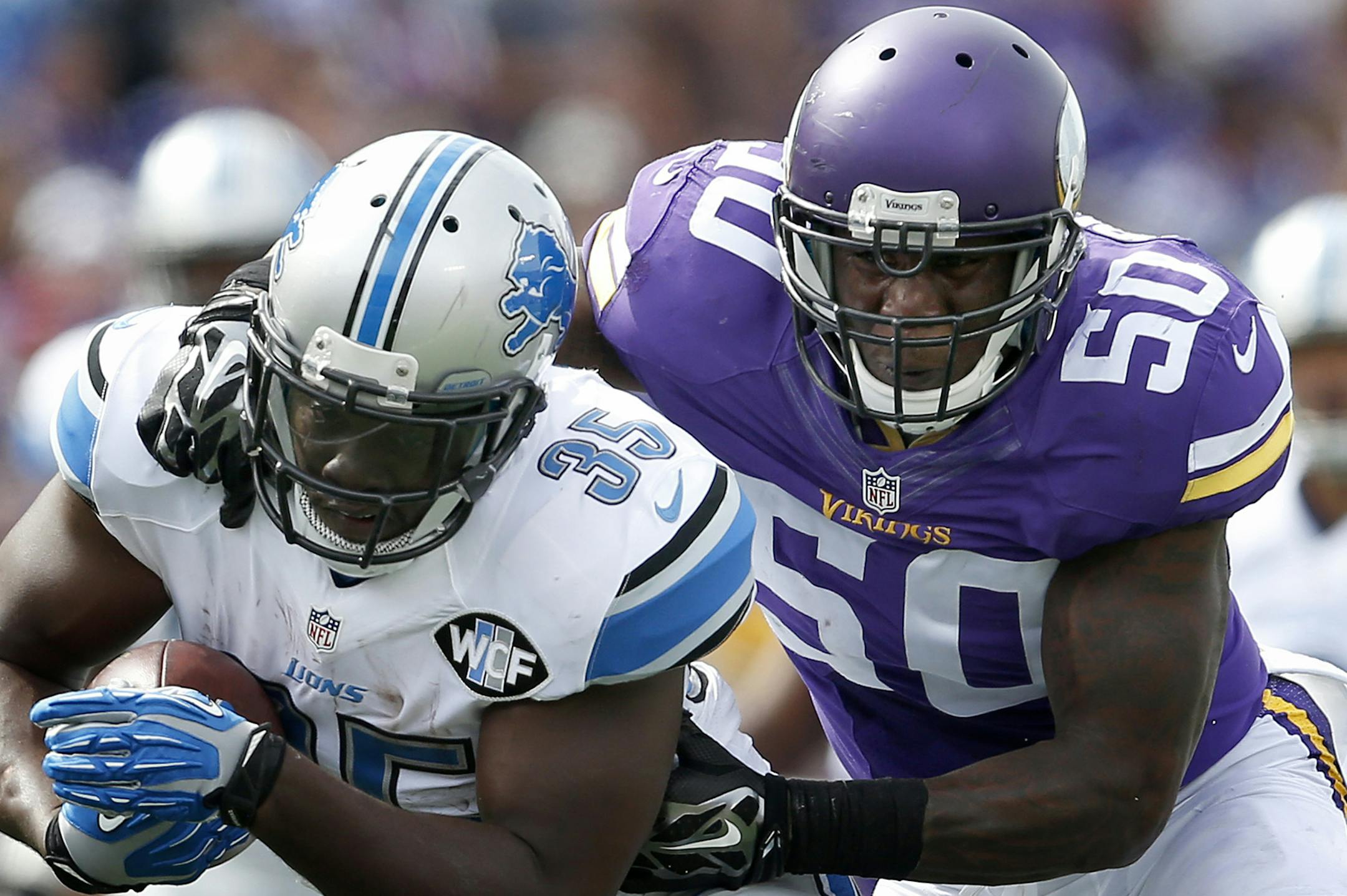 Minnesota Vikings Gerald Hodges (50). ] CARLOS GONZALEZ cgonzalez@startribune.com - September 20, 2015, TCF Bank Stadium, Minneapolis, MN, NFL, Minnesota Vikings vs. Detroit Lions