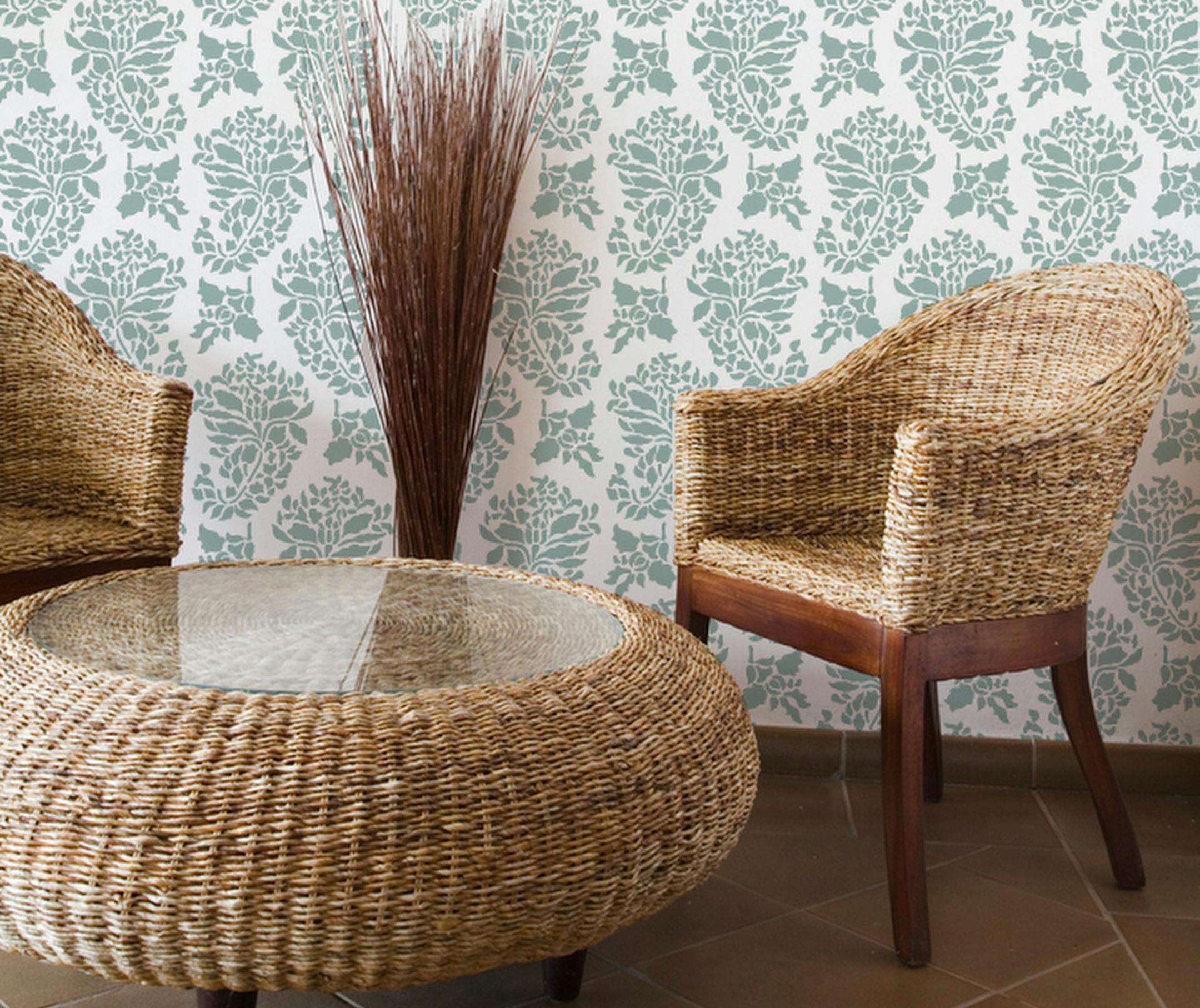 Stenciling has become bolder and more of a statement. This Indian Print stencil is by Royal Design Studio. (Akron Beacon Journal/MCT)