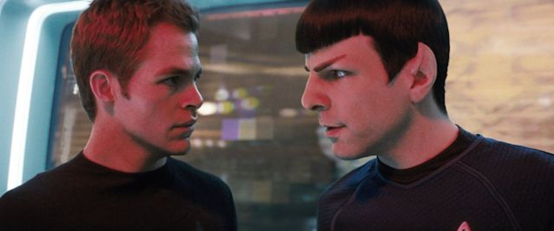Chris Pine, left, as James T. Kirk and Zachary Quinto as Spock in the "Star Trek" movie. J.J. Abrams and his partners are guys with mainstream pop-culture aspirations; their forte is taking on genres with finite but dedicated fan bases -- science fiction, fantasy and horror -- and making them accessible to wider audiences. And what they clearly had in mind for their "Star Trek" movie is a film that is consistent with 43 years of series history but not beholden to it. (Industrial Light and Magic
