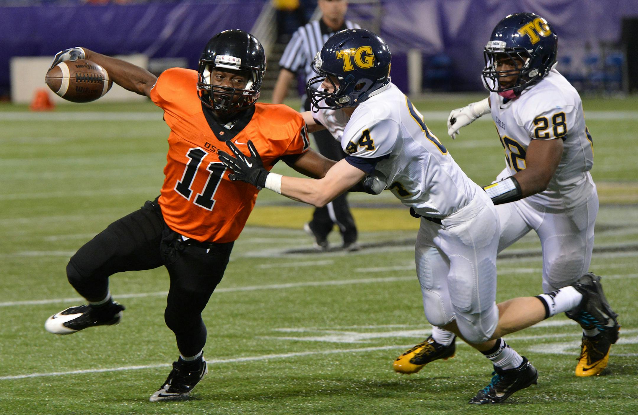 Two-sport star Gabriel Galamue’s Osseo sports season was winding down last fall when he took on Totino-Grace in the Class 6A football quarterfinals at the Metrodome. He has been productive at both, but knows he will have to choose one if he plays in college.