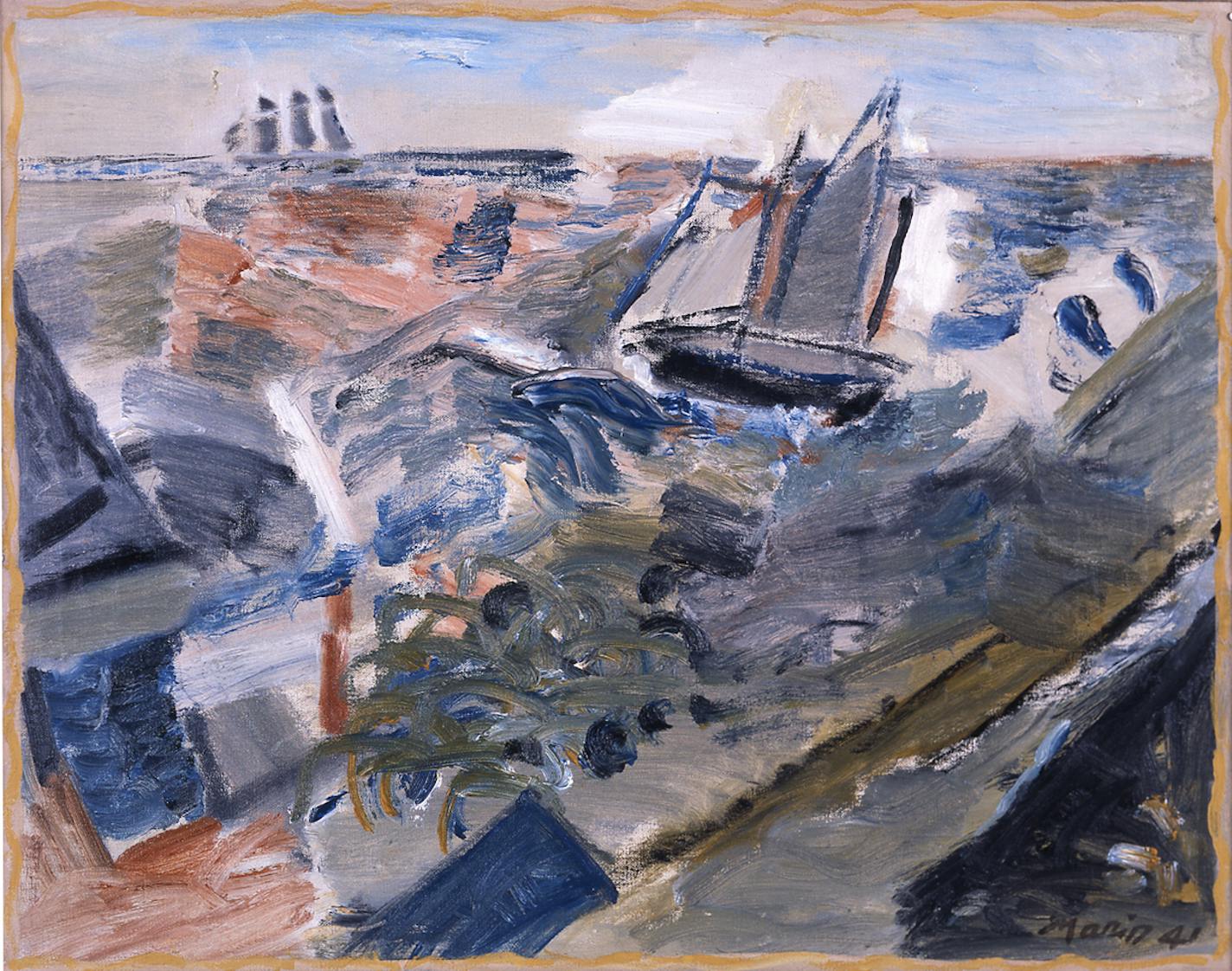 John Marin, &#x201a;&#xc4;&#xfa;Two Boats and Sea, Cape Split, Maine,&#x201a;&#xc4;&#xf9; 1941 is an important oil painting by an American modernist artist.