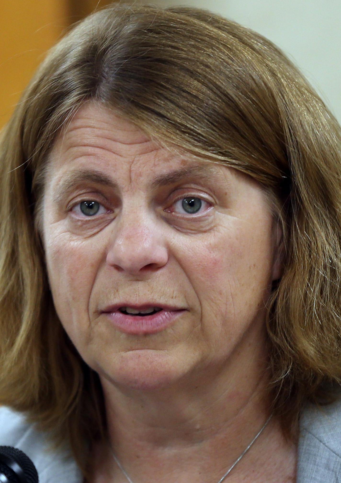 Penny Wheeler, MD, Allina Health president and chief executive officer spoke about the strike Sunday June 19, 2016 in Minneapolis, MN.] Day One in the Allina Health nurses strike. Jerry Holt /Jerry.Holt@Startribune.com