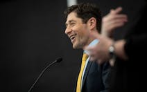 Minneapolis Mayor Jacob Frey gives his State of the City speech to a crowd at the Northstar Center in Minneapolis Tuesday.