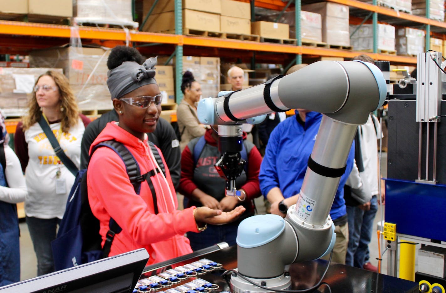 Kayla Pollard, a student at Minneapolis Roosevelt High School learned about robotics during a tour of Graco's Minneapolis facilities. submitted photo