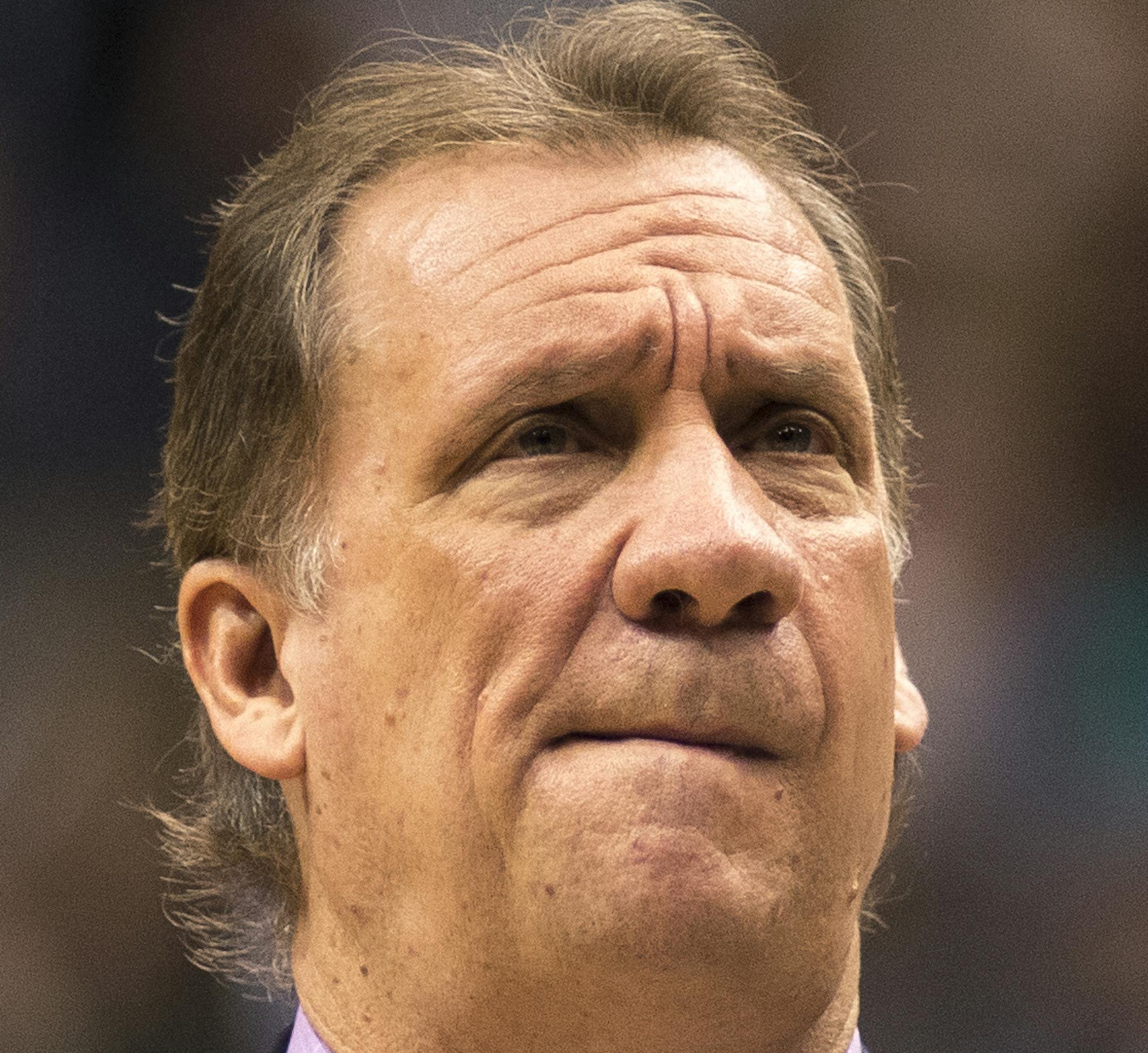Minnesota Timberwolves head coach Flip Saunders walks out onto the floor after calling a time out in the first half. ] (Aaron Lavinsky | StarTribune) The Memphis Grizzlies play the Minnesota Timberwolves on Friday, Feb. 6, 2015 at Target Center.