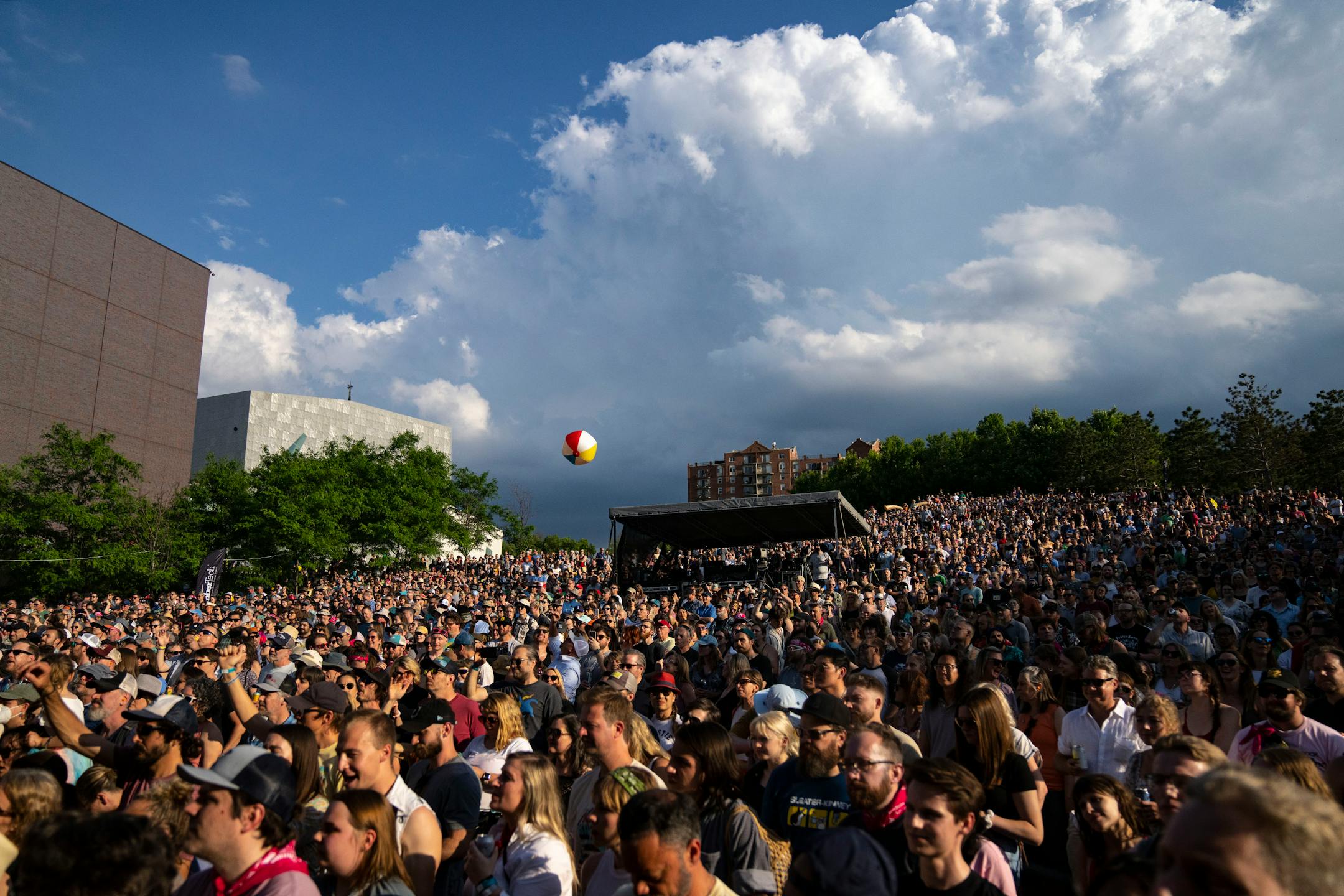 Thousands of people listen as Sleater-Kinney performs during Rock the Garden.
