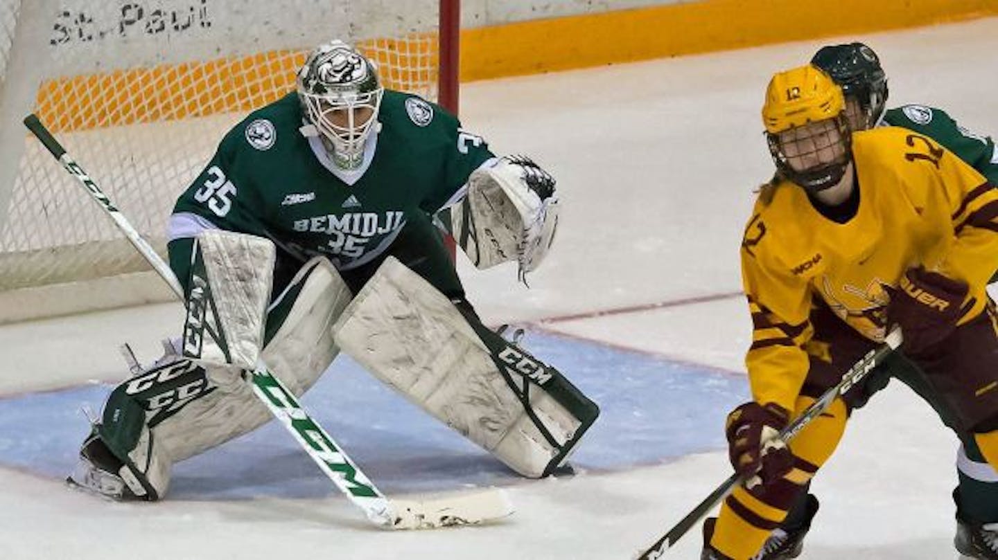 Bemidji State goalie Lauren Bench.