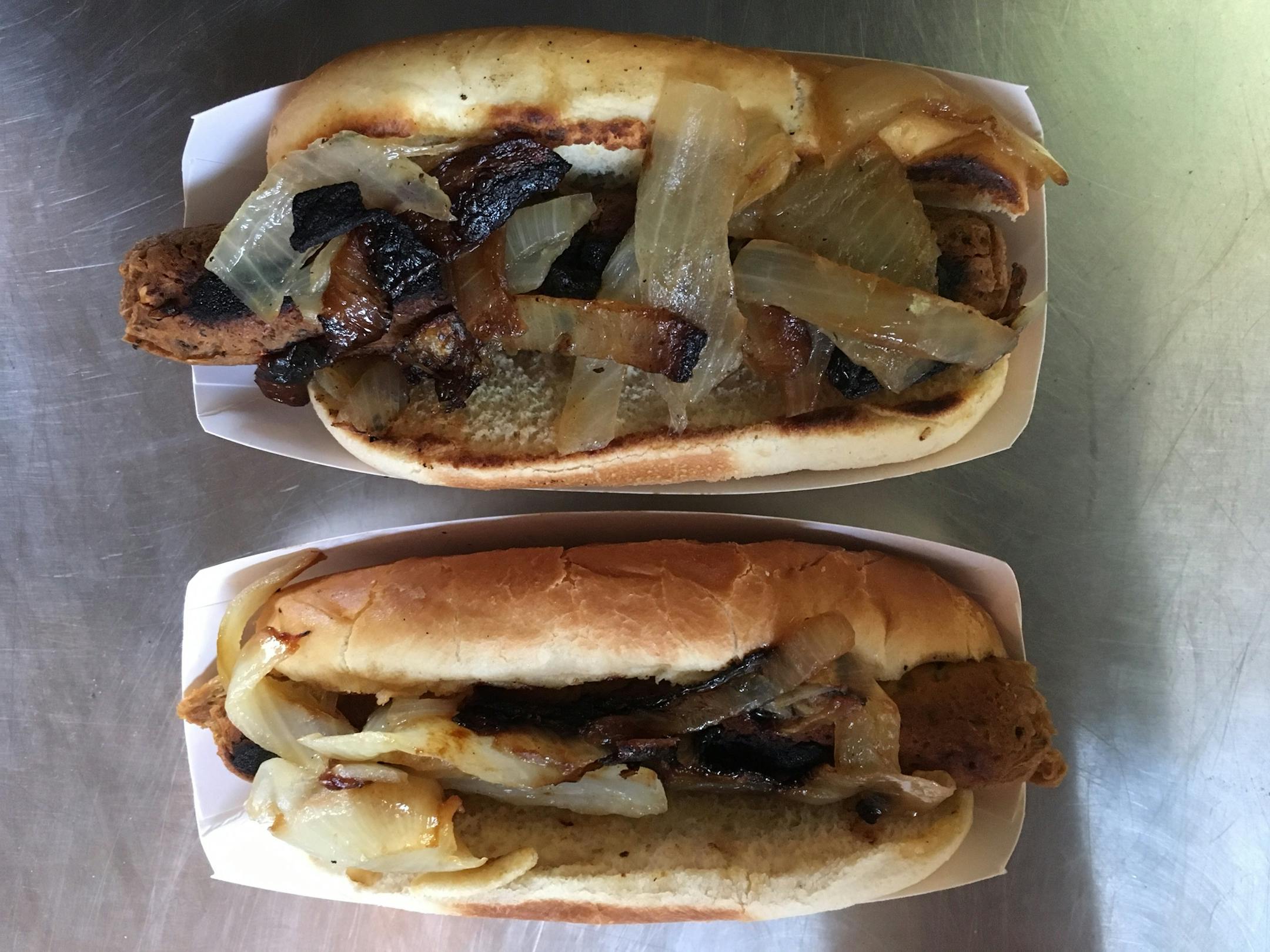 Herbivorous Butcher vegan Italian sausage and vegan Sriracha brat at Target Field.