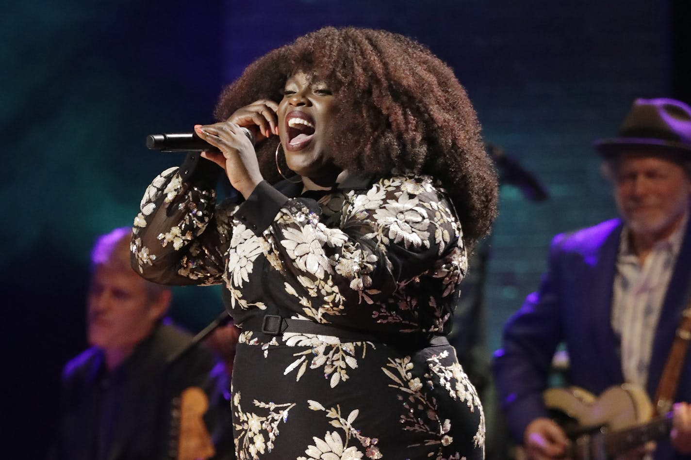 FILE - This Sept. 11, 2019 file photo shows Yola performing during the Americana Honors & Awards show in Nashville, Tenn. Yola, the British country-soul singer who scored four Grammy nominations, said she feels honored to be nominated for best new artist alongside Lizzo, Lil Nas X and Eilish. (AP Photo/Wade Payne, File) ORG XMIT: NYET353