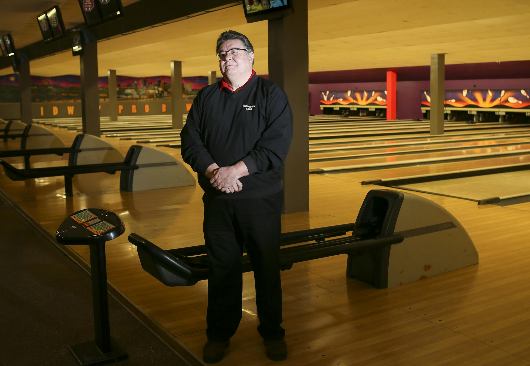 Scott Koecheler at his bowling ally Midway Pro Bowl at the Midway Shopping Center on Monday, February 22, 2016, in St. Paul, Minn. ] RENEE JONES SCHNEIDER • reneejones@startribune.com