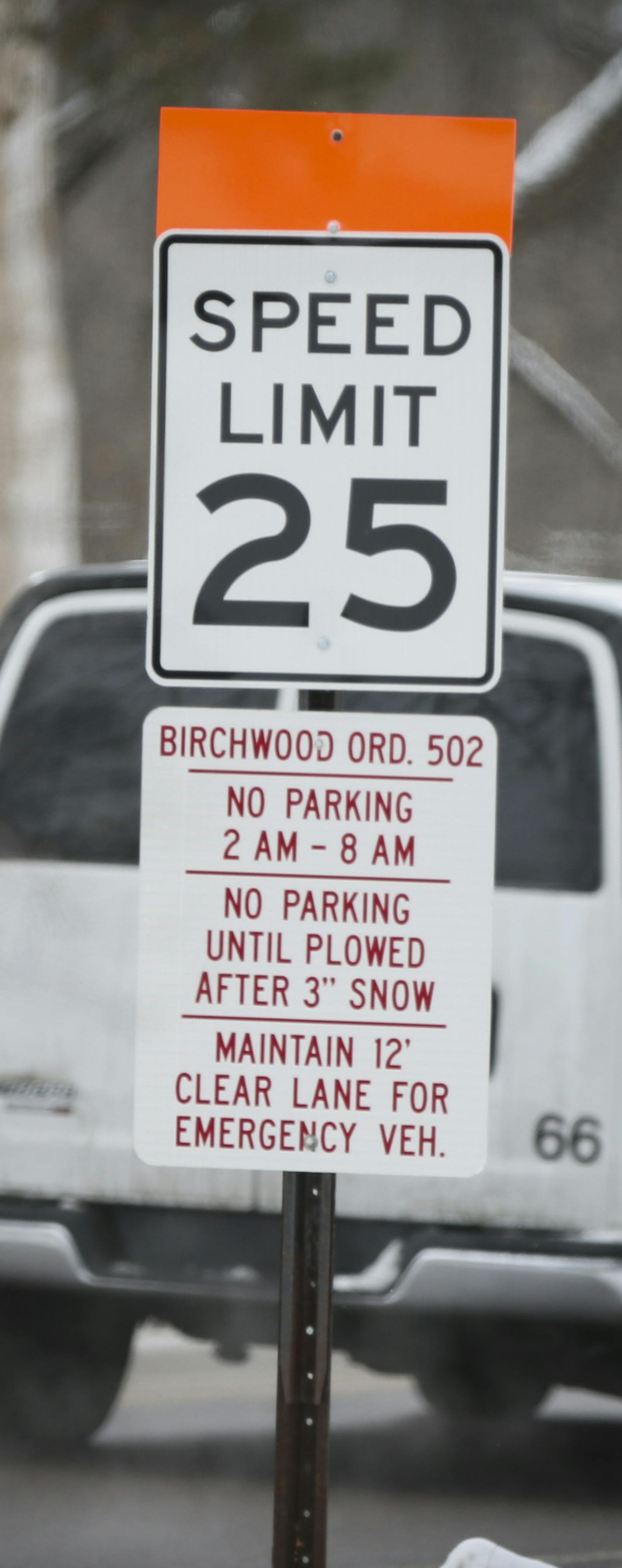 A 25 mph speed limit sign on Cedar Street in the city of Birchwood, Minn. ] RENEE JONES SCHNEIDER &#xa5; reneejones@startribune.com