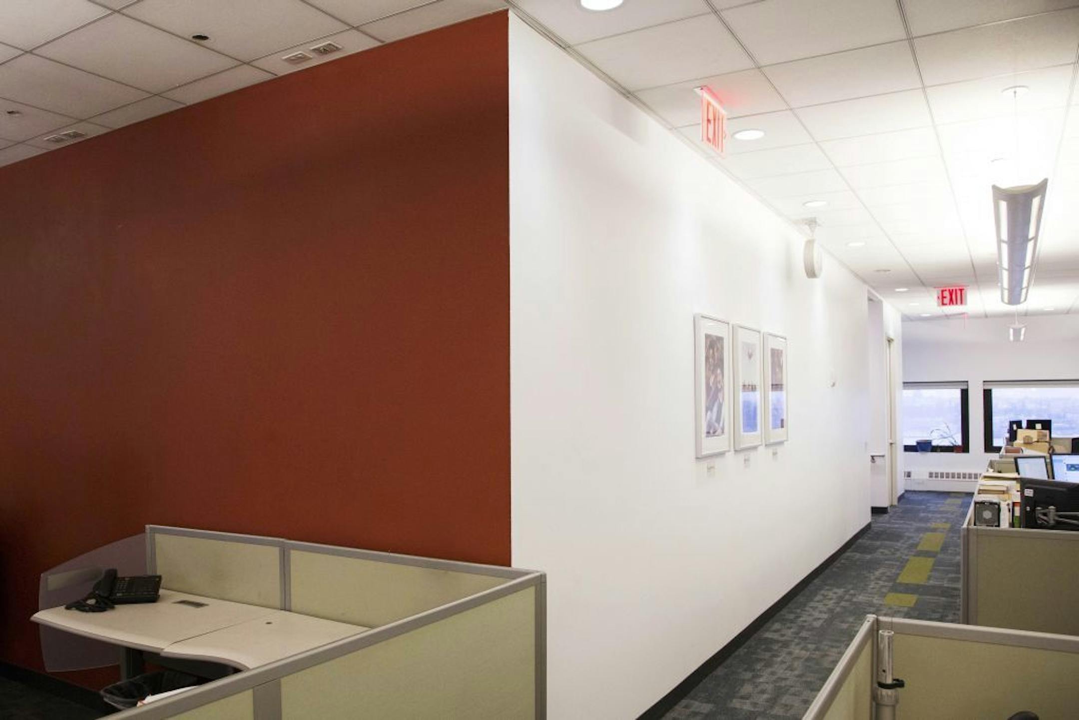 A Marsala-colored wall, left, decorates office space at the Associated Press, in New York.