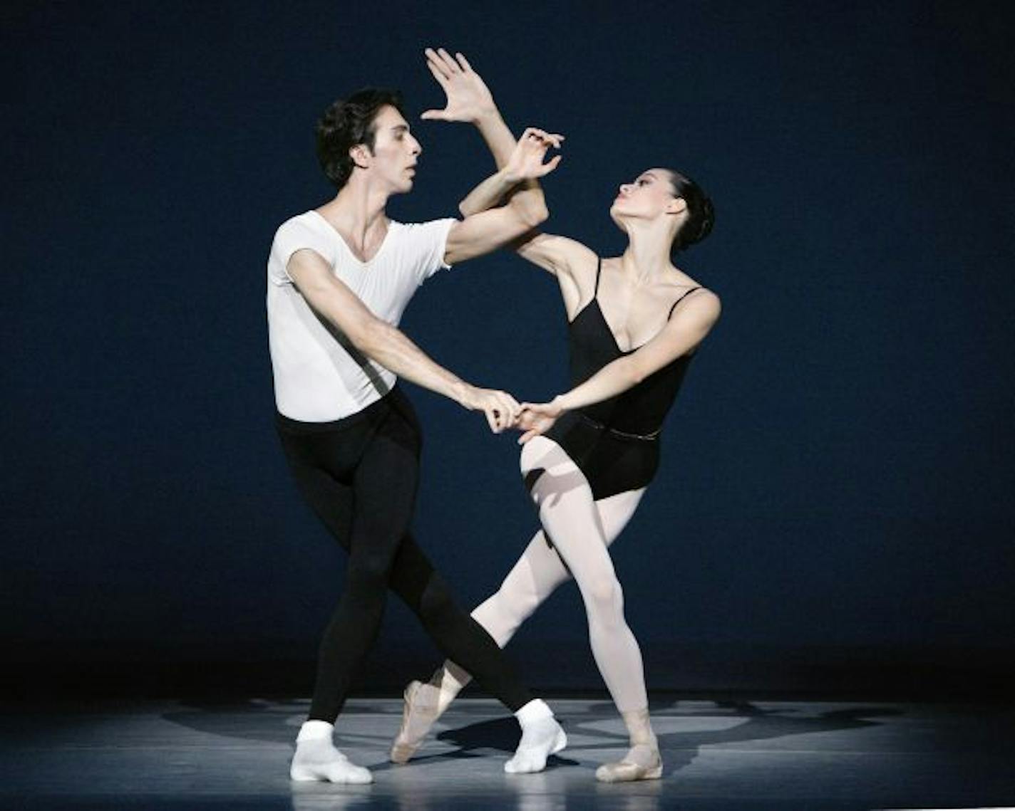 Natalia Magnicaballi and Momchil Mladenov of Suzanne Farrell Ballet in "Agon."