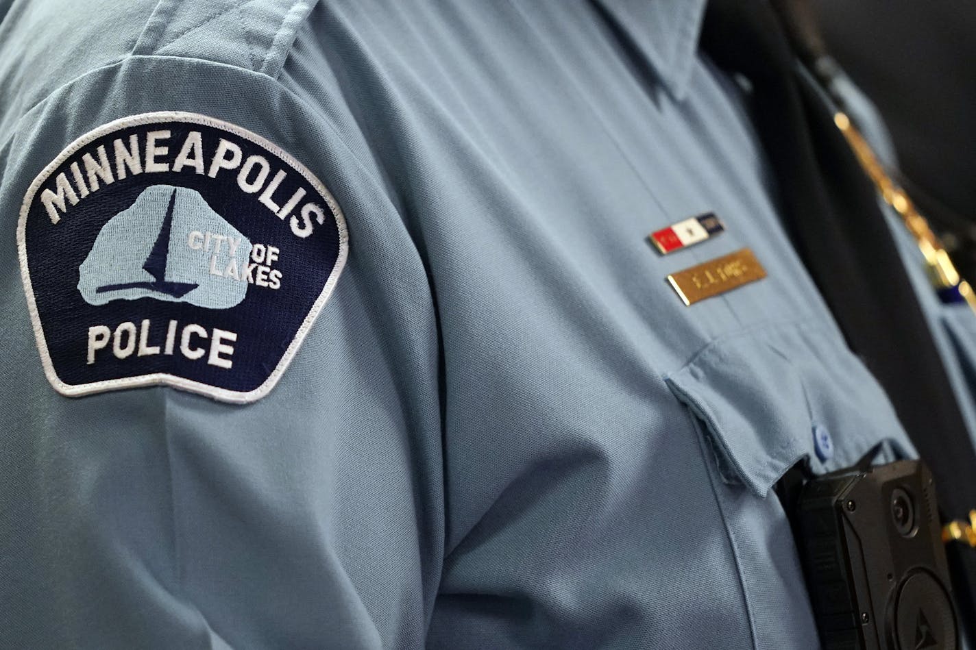 Minneapolis Police Deputy Chief of Patrol Erick Fors stood by as Mayor Jacob Frey spoke during a press conference to discuss plans for the upcoming trial for Derek Chauvin in the killing of George Floyd Wednesday. ] ANTHONY SOUFFLE • anthony.souffle@startribune.com