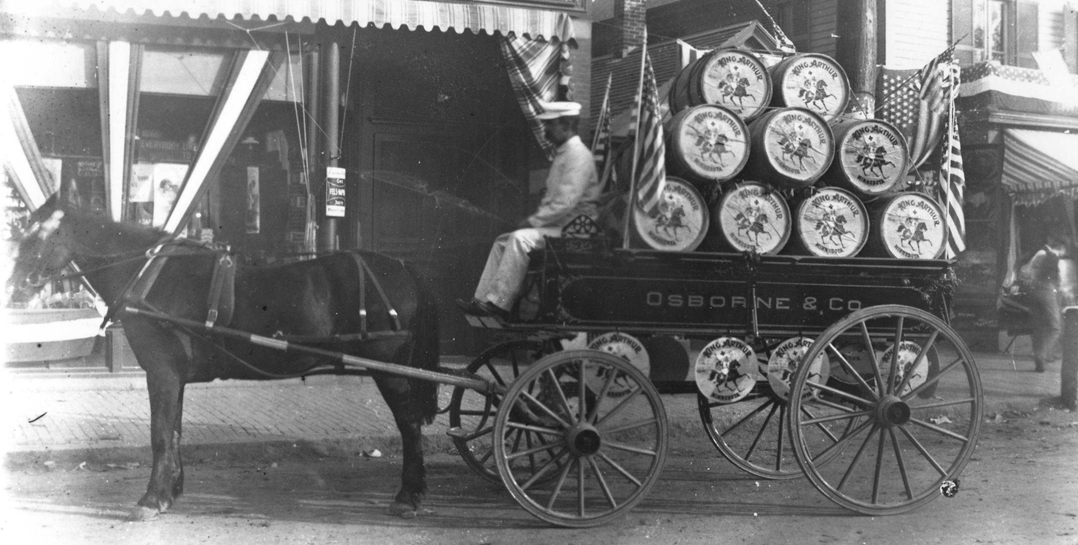 This picture, from King Arthur, shows Kng Arthur barrels with "Minneapolis" stamped on them, because the flour inside was made by Minneapolis-based Northwestern Consolidated Milling. The scene is Boston in the 1890s. It's a nice illustration of the connection between Mpls and King Arthur.