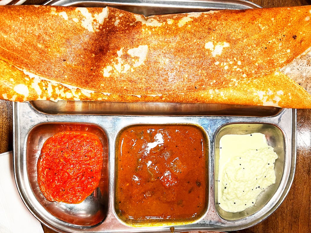The namesake dish at Dosa South Indian Grill in Bloomington is among the most gratifying.