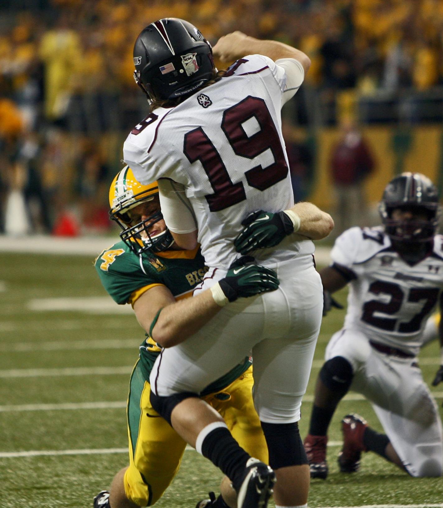 North Dakota State's Grant Olson has constantly thrown his head and shoulders into the fray.