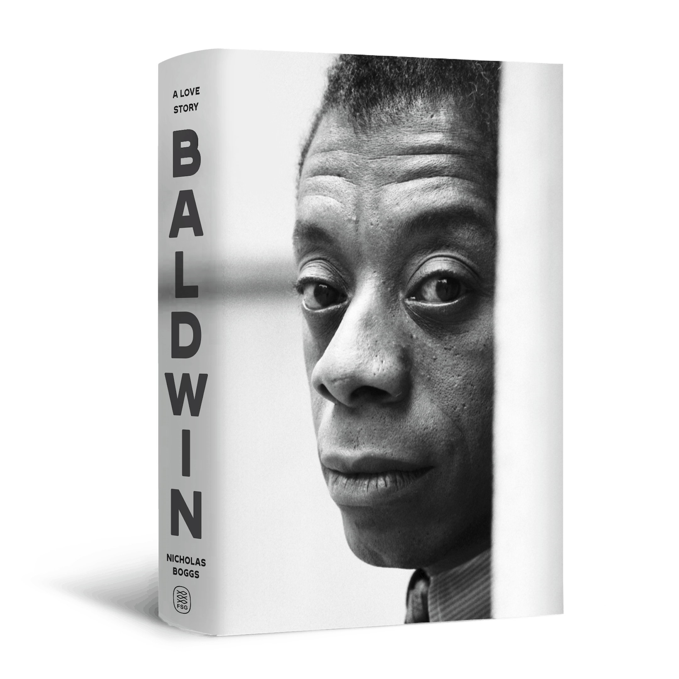 cover of Baldwin: A Love Story features a black and white photo of author and activist James Baldwin