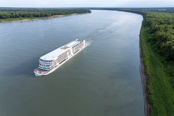 Viking Mississippi river ship on the Miss. River, Louisiana.