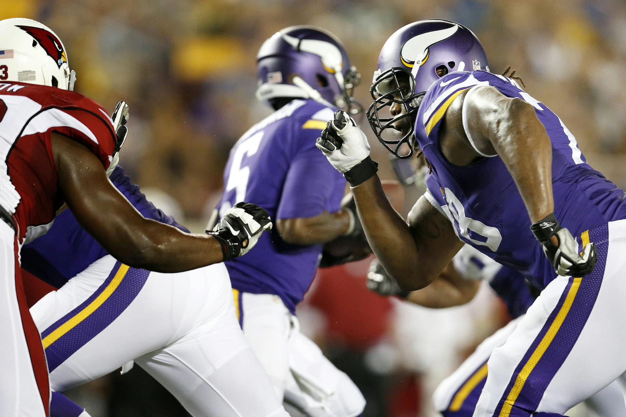 The Vikings signed Antonio Richardson, right, as a free agent after the 2014 draft. Medical concerns about his knees and hips caused the 6-6, 340-pound tackle to go undrafted.