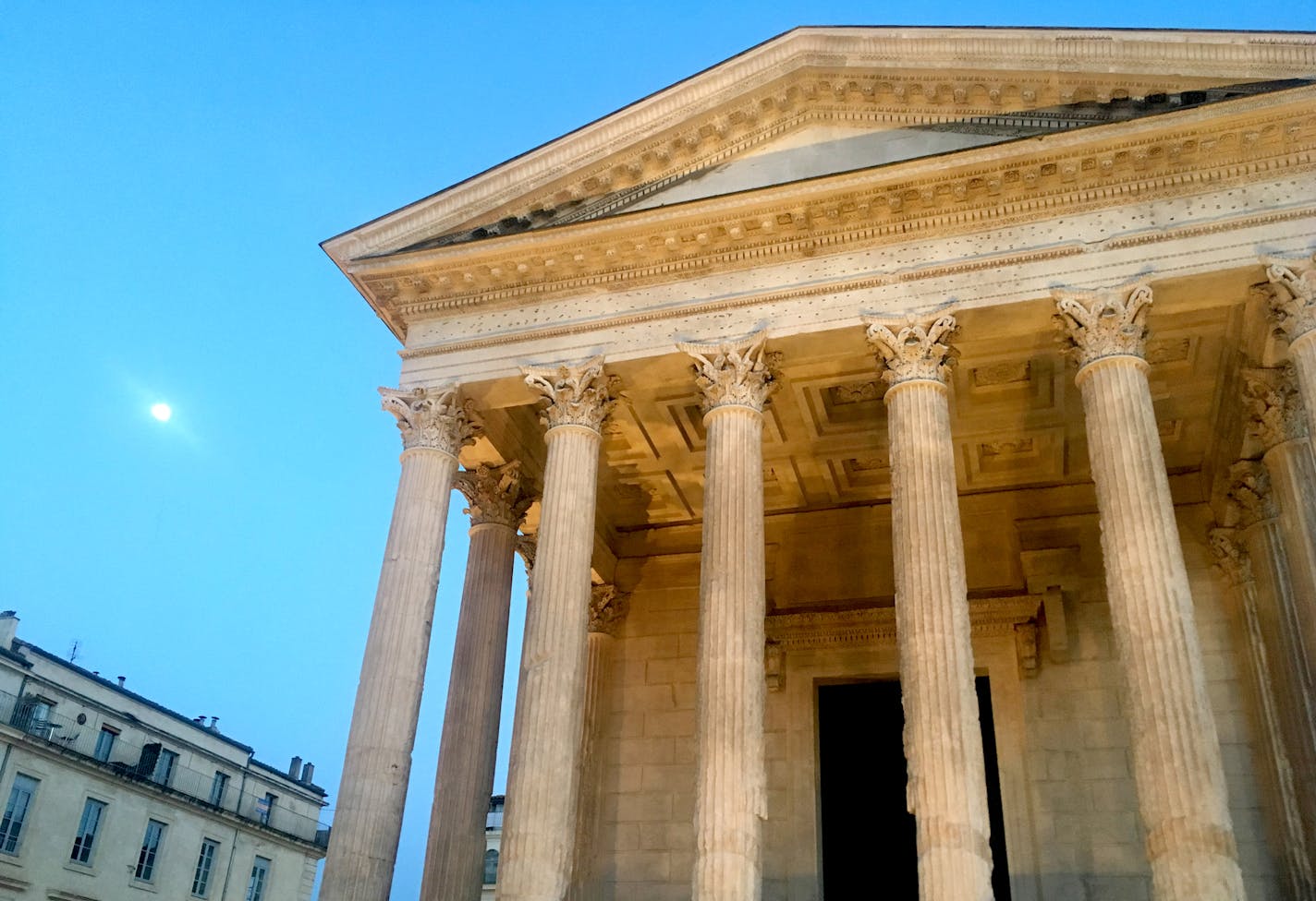 President Thomas Jefferson wrote in 1787 about this stately Roman temple: "Here I am, Madam, gazing whole hours at the Maison Carr&#xc8;e, like a lover at his mistress." MUST CREDIT: Photo by Mary Winston Nicklin for The Washington Post.