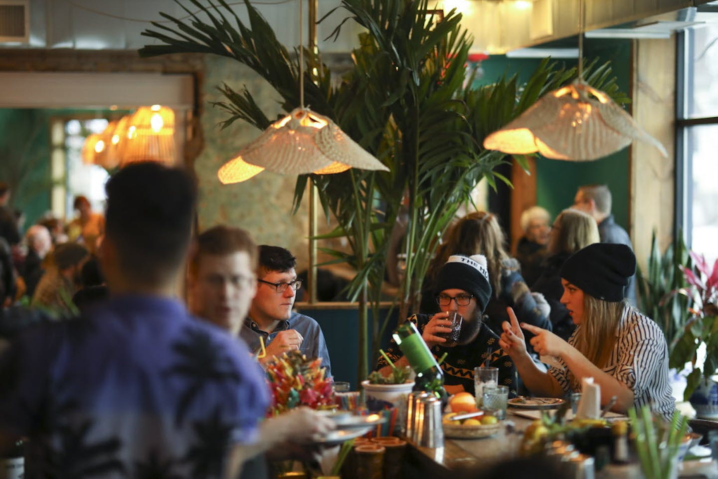 Patrons visiting in the bar of Hai Hai on Sunday evening. ] JEFF WHEELER &#xef; jeff.wheeler@startribune.com Hai Hai is a new addition to the Northeast Minneapolis dining scene that showcases Southeast Asian street food in a relaxed setting. The bar at Hai Hai in Minneapolis was photographed Sunday evening, March 11, 2018 .