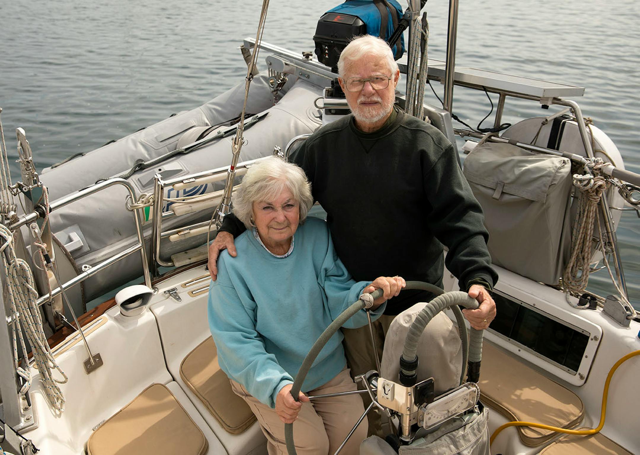 Bonnie and Ron Dahl sailed the lake for 43 years, and wrote the definitive cruising guide, now no longer sailing and doing an RV trip around the lake.