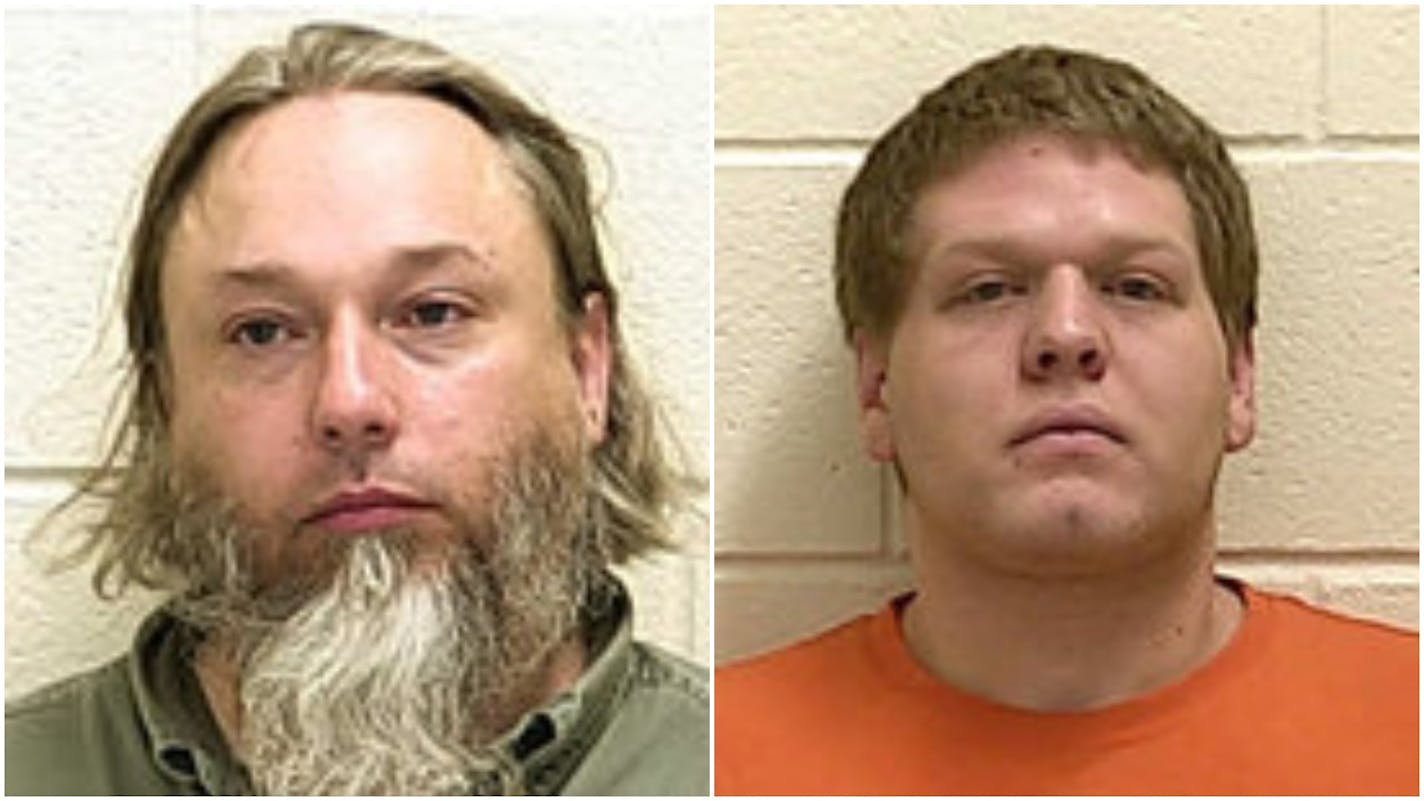 Undated photos from the Ford County Sheriff's Office in Paxton, Ill., show Michael Hari, left, and Michael McWhorter.