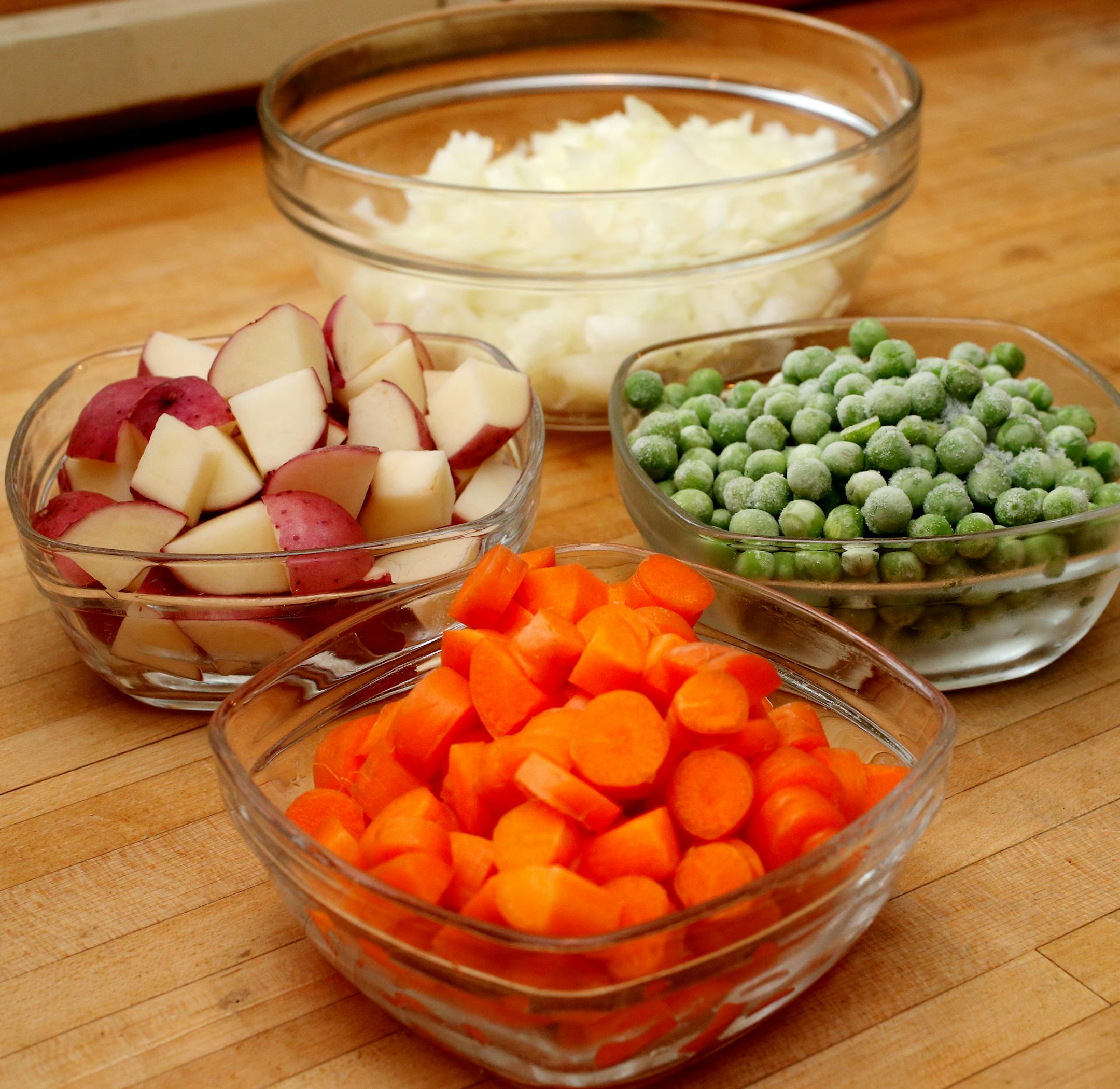 Ingredients used in making a turkey pot pie. Assembling pastry and filling for individual Turkey Pot Pies in Minneapolis, MN on October 31, 2013. ] JOELKOYAMA‚Ä¢joel koyama@startribune