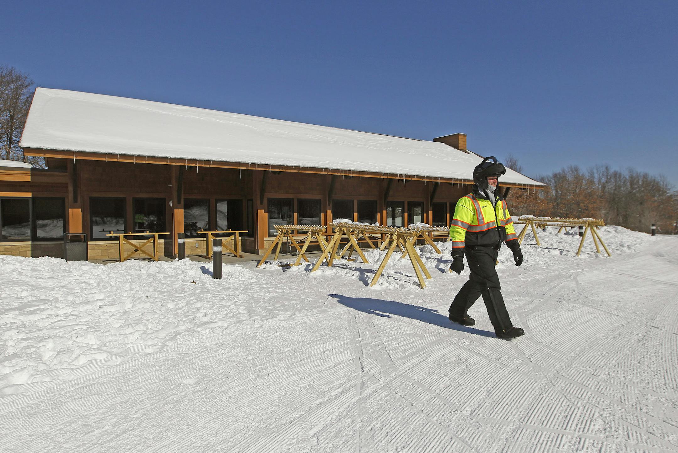Todd Stroeing, who grooms the cross-country ski trails at the Nordic Center, said he loves his job at the Lake Elmo Park Reserve, Tuesday, February 2, 2014. The Nordic Center was built within the last three years. (ELIZABETH FLORES/STAR TRIBUNE) ELIZABETH FLORES &#x2022; eflores@startribune.com