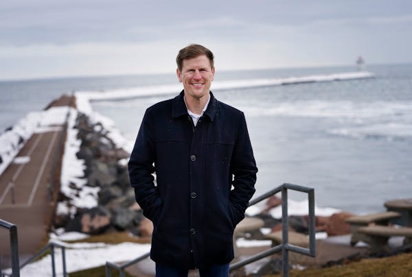 Chris Swanson, the controversial mayor of Two Harbors, near the Two Harbors Breakwater.