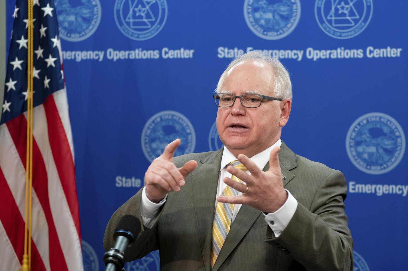 Gov. Tim Walz speaks during a press conference Tuesday, May 5, 2020.