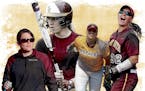The Gophers softball team's success this year has been because several factors. Among those are, from left, Big Ten coach of year Jessica Allister, co