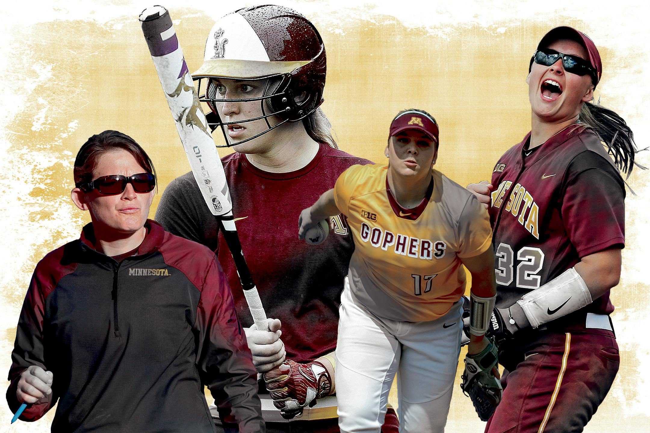 The Gophers softball team's success this year has been because several factors. Among those are, from left, Big Ten coach of year Jessica Allister, conference player of the year Kendyl Lindaman, Big Ten pitcher of the year Sara Groenewegen and team RBI leader Sydney Dwyer.