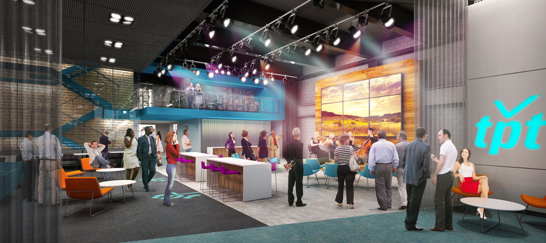 rendering of new public space on the Fourth Street level of the TPT Building. Credit: Cuningham Group