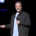 FILE - In this Tuesday, Nov. 10, 2015, file photo, comedian Jon Stewart performs at the 9th Annual Stand Up For Heroes event, in New York. Stewart del
