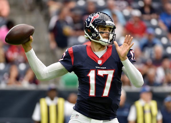 Through four games, Texans quarterback Brock Osweiler is still seeking consistency in a new offense. His six interceptions trail only New York's Ryan 