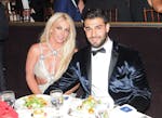 Britney Spears and Sam Asghari attended the 29th Annual GLAAD Media Awards at the Beverly Hilton Hotel on April 12, 2018, in Beverly Hills, Calif.