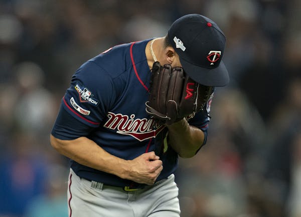 Twins starting pitcher Jose Berrios shouted into his glove as he left the mound in the third inning.