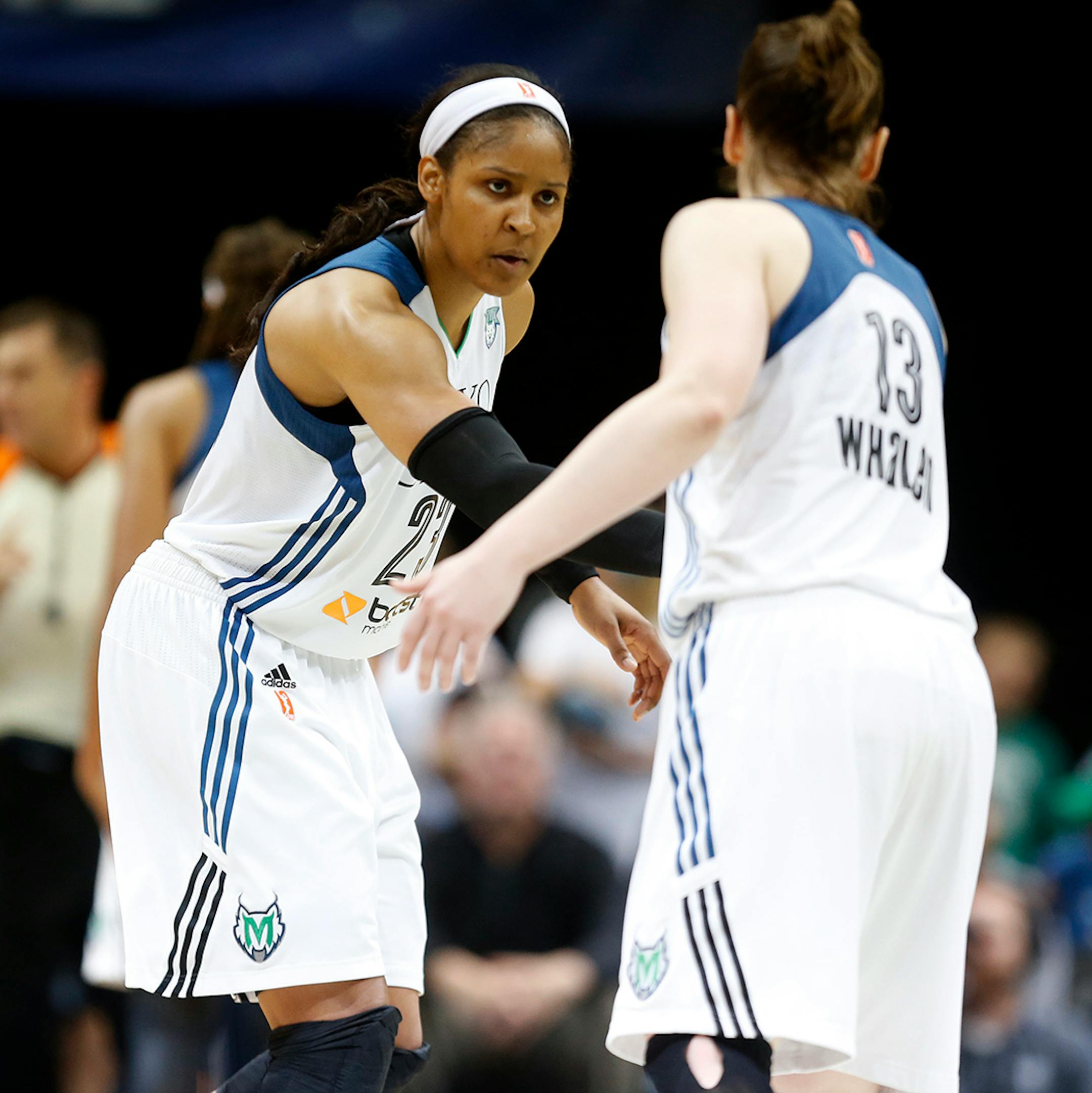 Lynx Maya Moore celebrated after taking a comfortable lead during the second half.