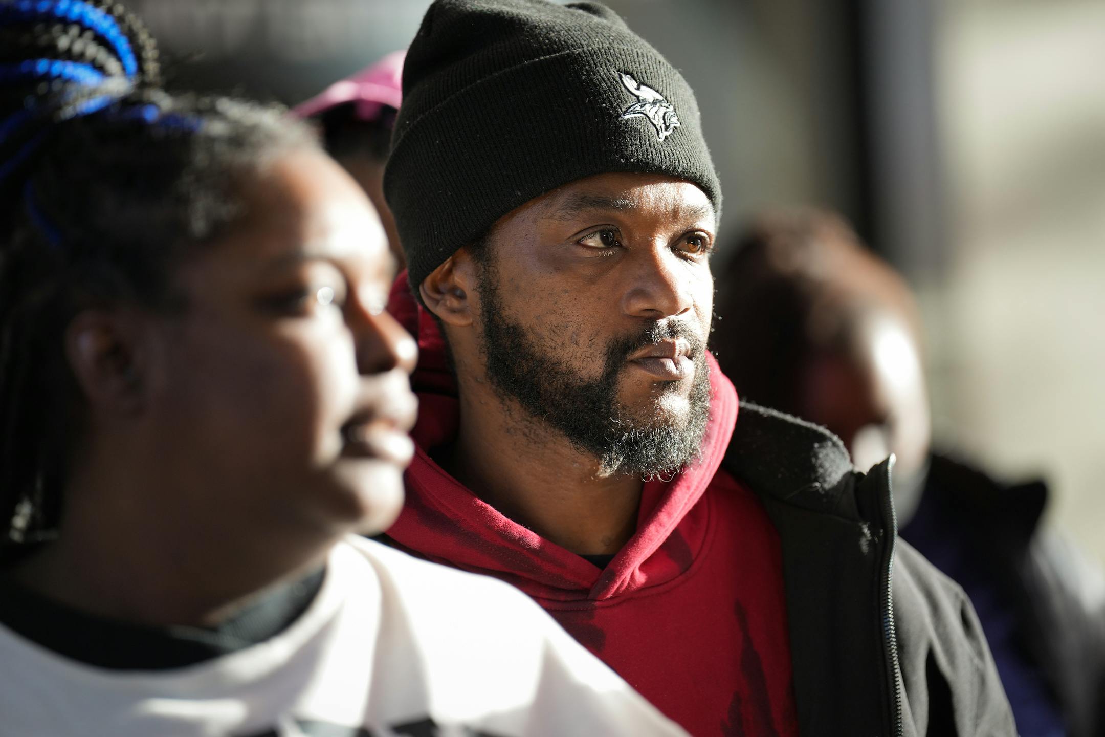 Deshaun Hill's father, Deshaun Hill, Sr., and mother Tuesday Sheppard speak to the media after a guilty verdict for Deshaun's murder, Thursday, January 26, 2023, at the Hennepin County Government Center. Cody Fohrenkam was found guilty of two counts of second-degree murder in the Feb. 9, 2022 shooting of Hill after the two randomly crossed paths on a north Minneapolis sidewalk while Hill walked to the bus stop.