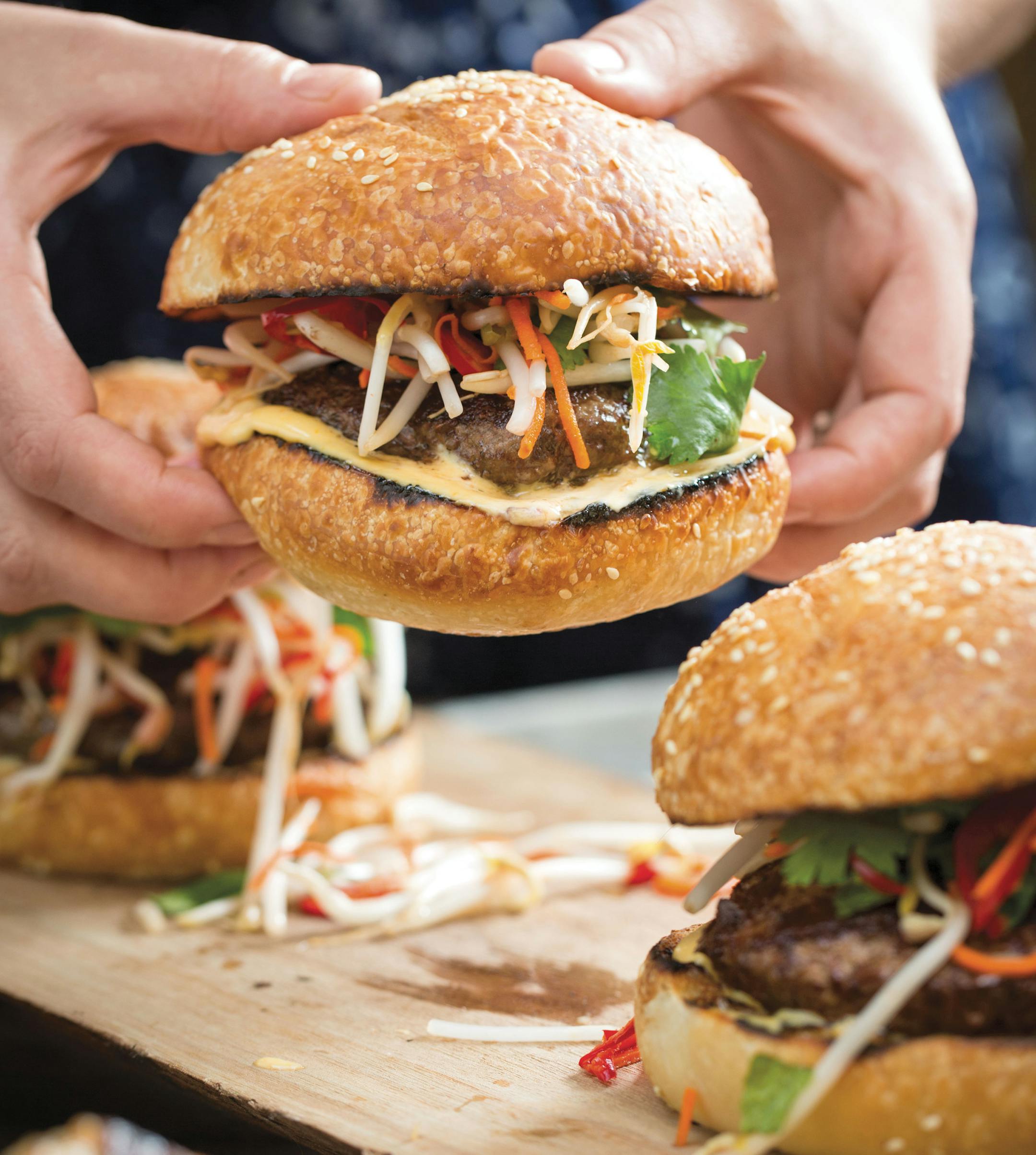 Banh Mi Burgerfrom "Gather and Graze." Photo by Eugene Galdones