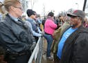 Jamar Clark's father James Hill faced police during a protest at the Fourth Police Precinct, Wednesday, November 4, 2015 in Minneapolis, MN. ] (ELIZAB